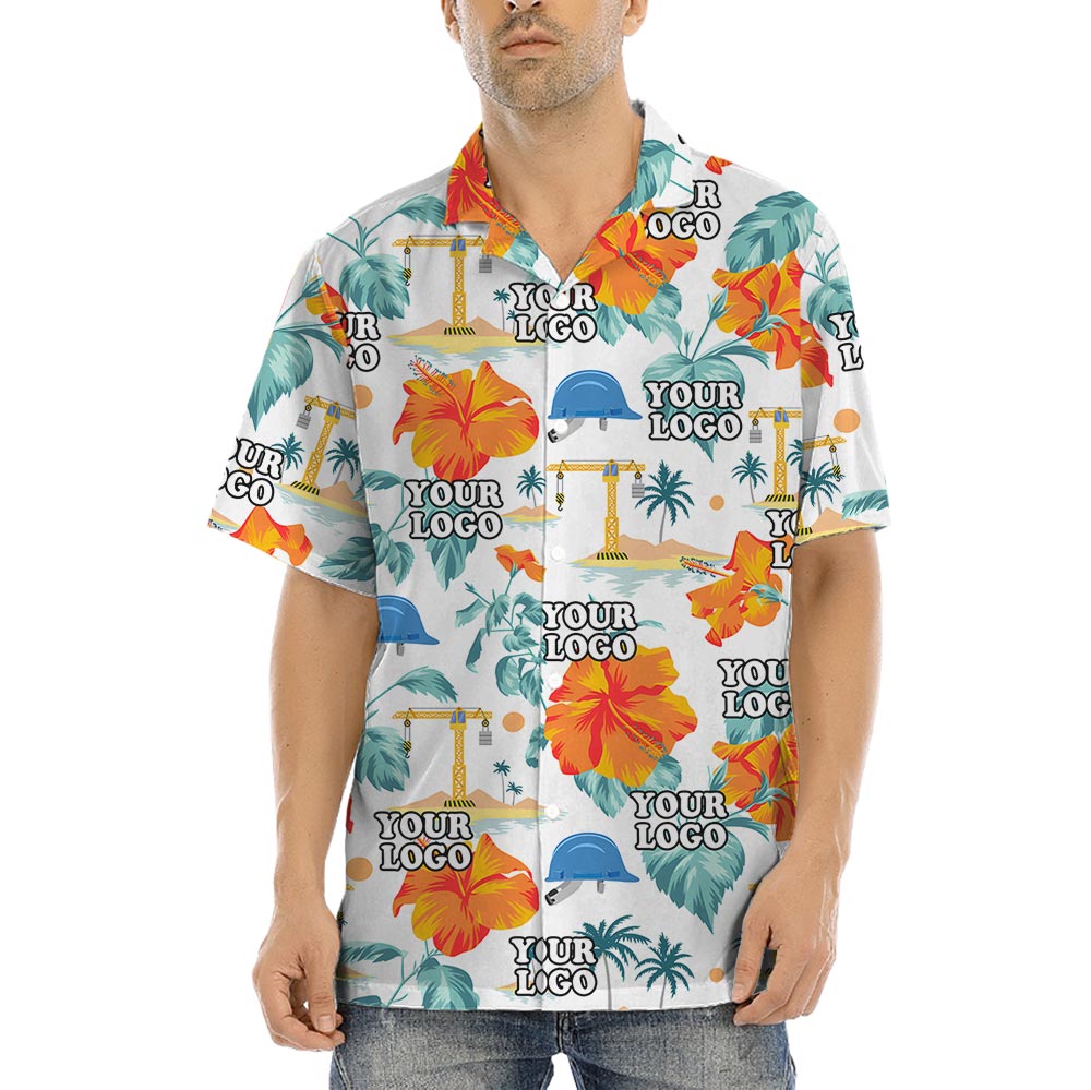 Custom Logo Construction Theme Hawaiian Shirt - variant image 1