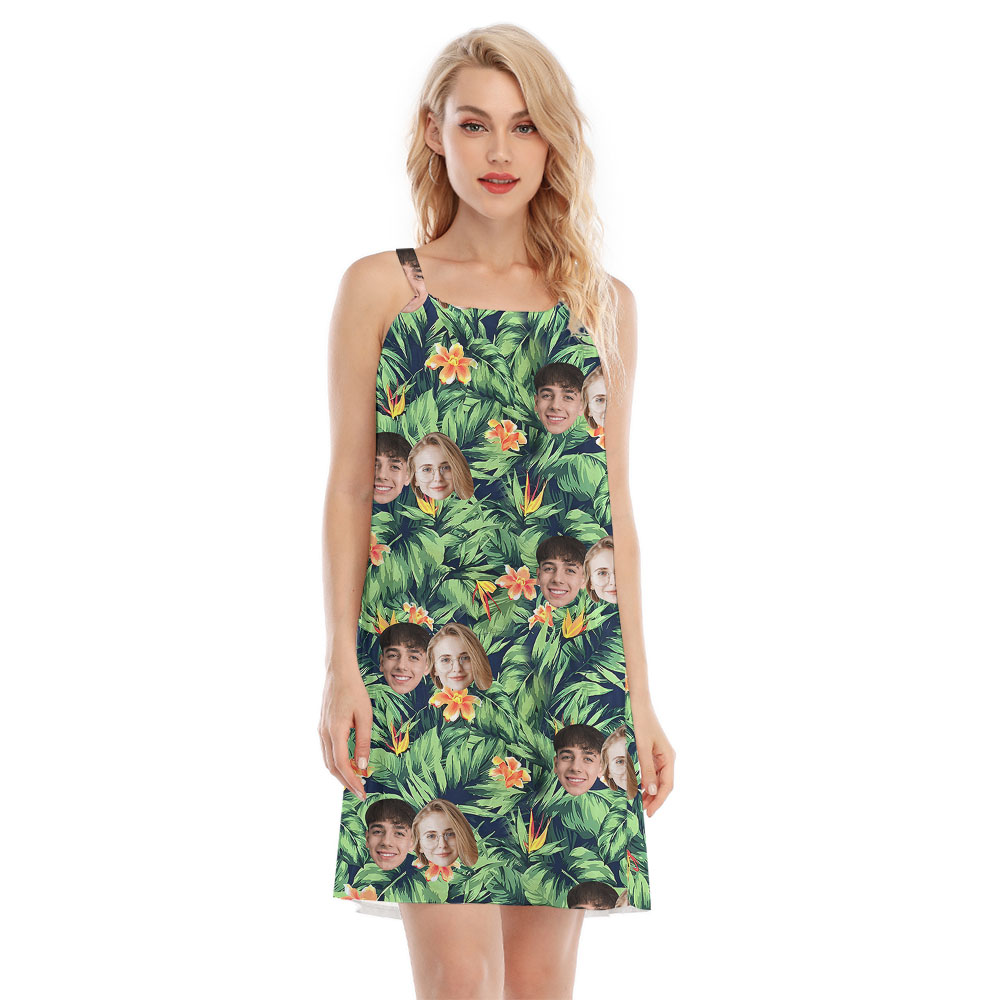 Tropical Green Women's Cami Dress With 1-4 Faces - variant image 1