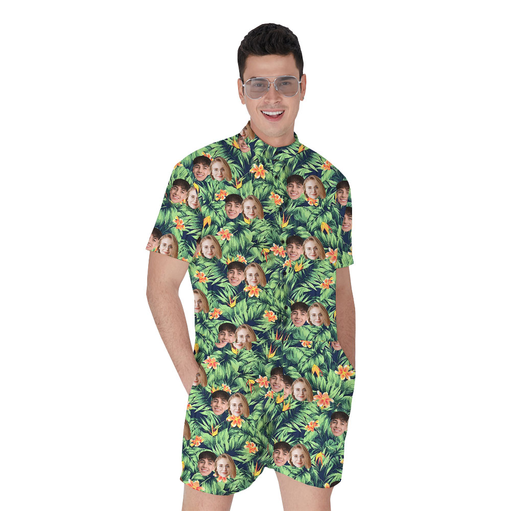 Put Any Faces On Tropical Green Romper For Men - variant image 1