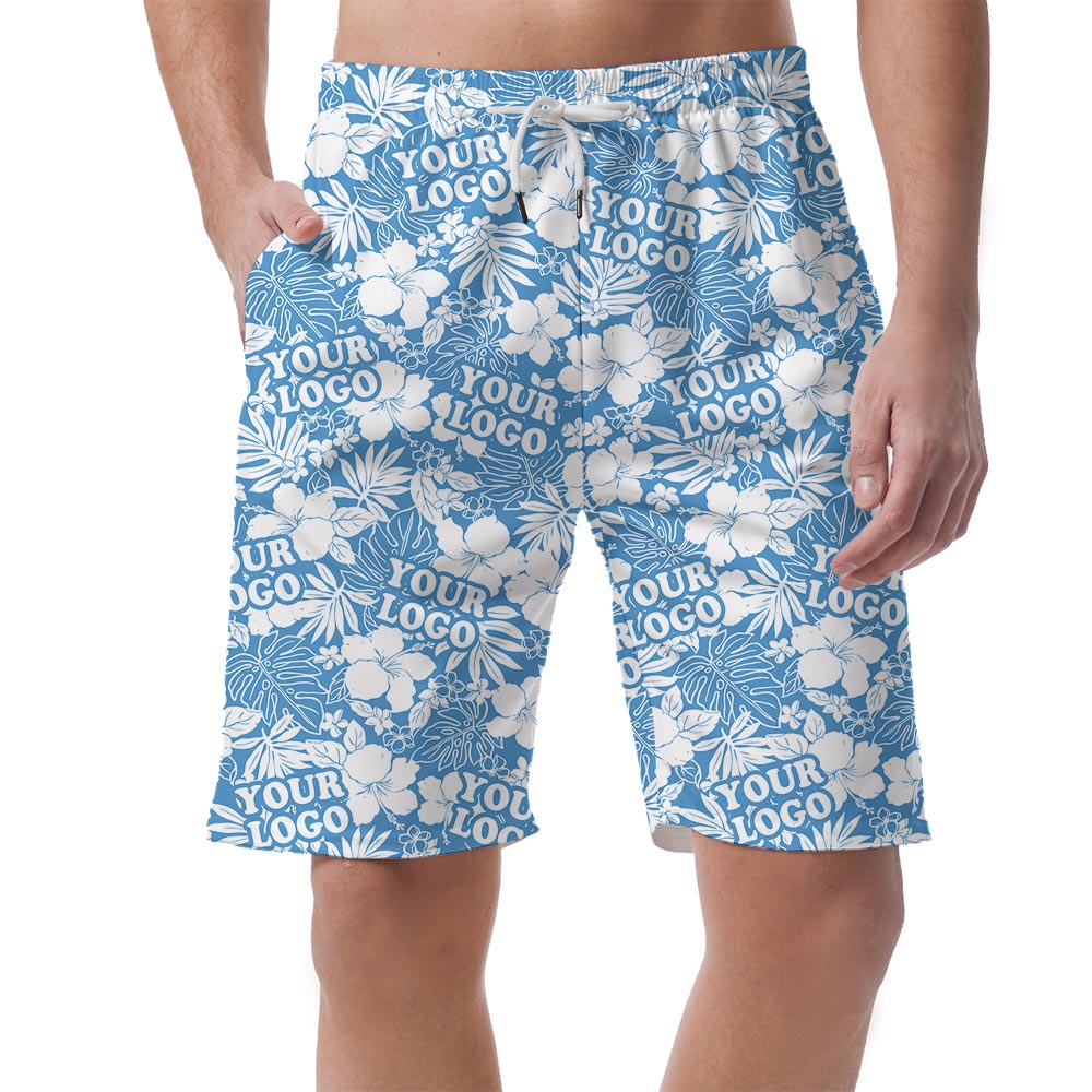 Tropical Blue Summer Shorts For Men Custom Team Logo - variant image 1