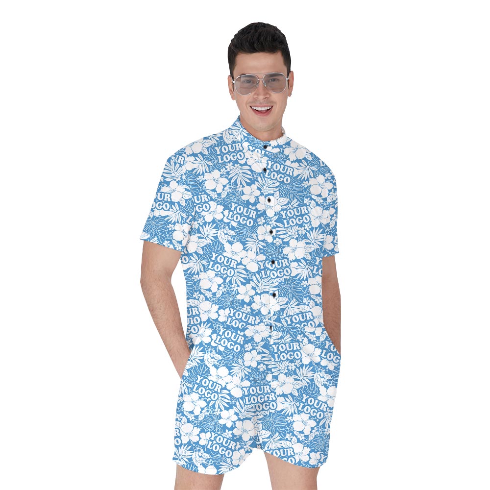 Blue Custom Men's Hawaiian Romper Bachelor Party - variant image 1