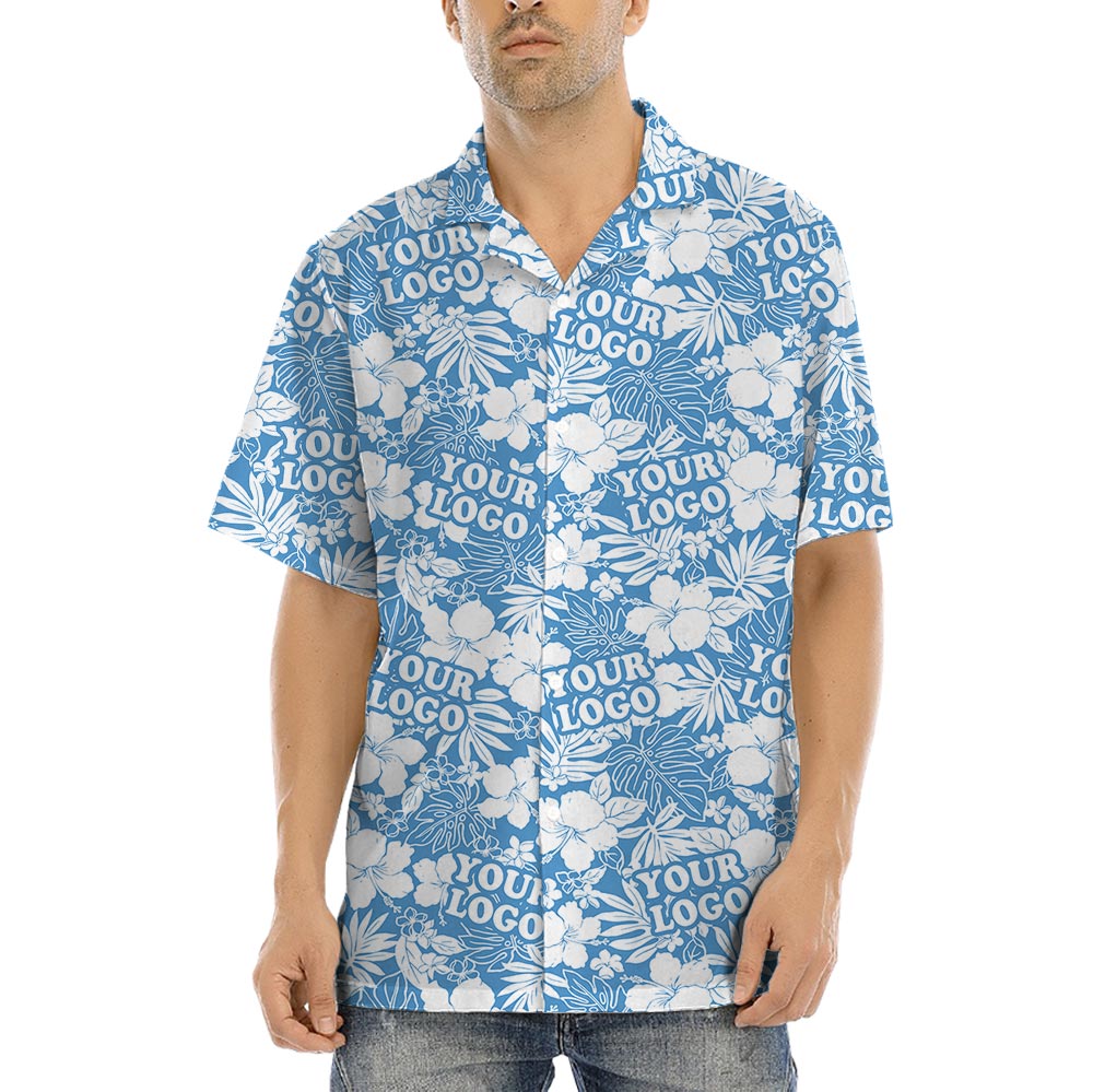 Blue Matching Hawaiian Shirt For Team With Custom Logo - variant image 1