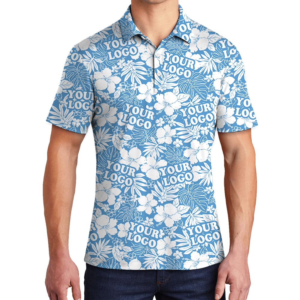 Blue Custom Men's Polo Golf Shirt With Logo - variant image 1