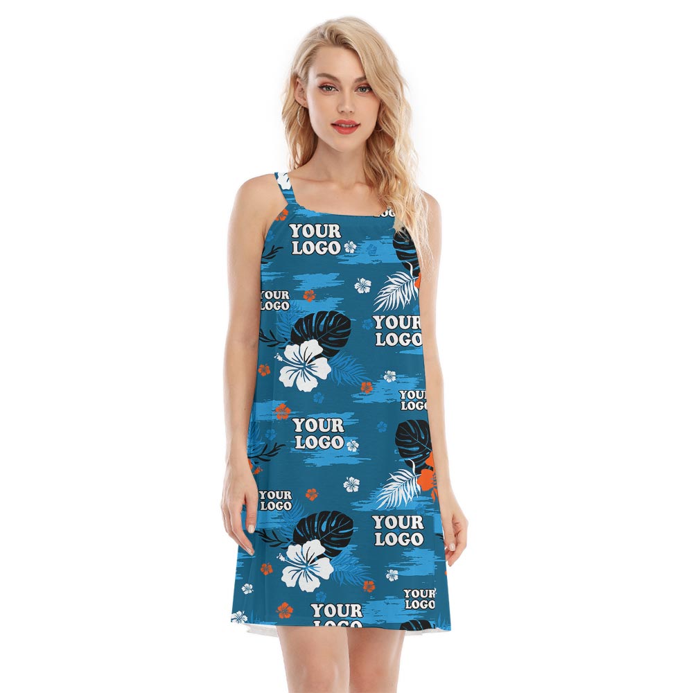 Blue Custom Logo Women's Island Hawaiian Dress - variant image 1