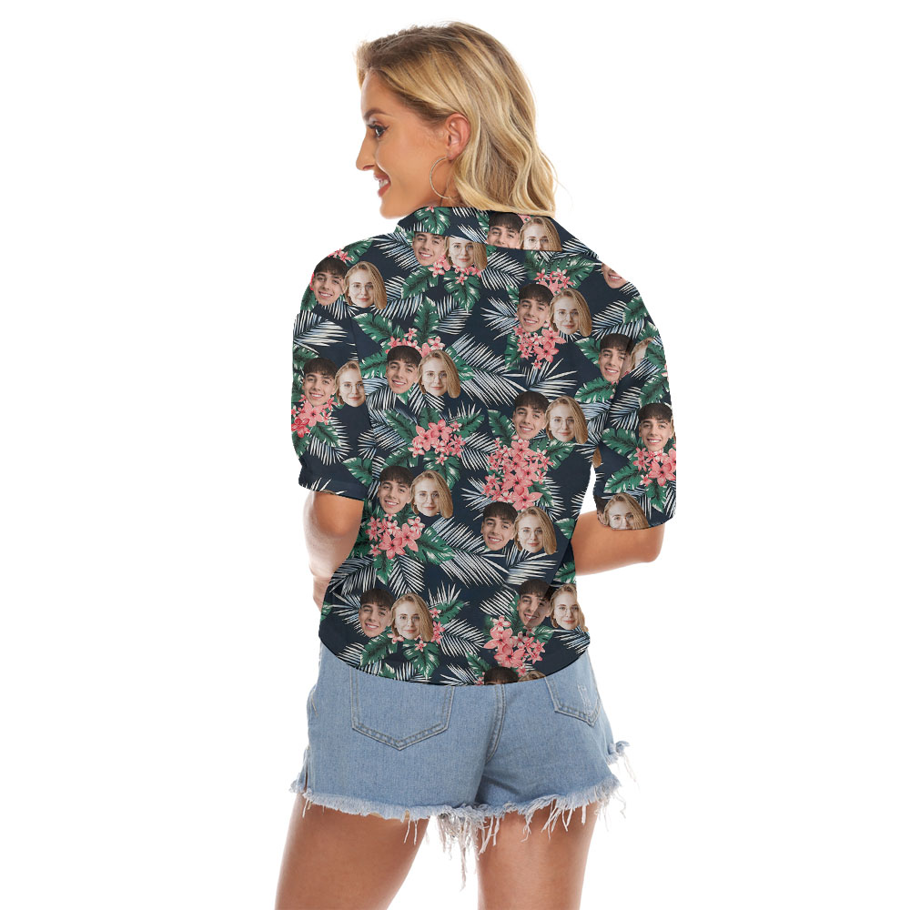 Custom More Faces On Women's Hawaiian Crop Top