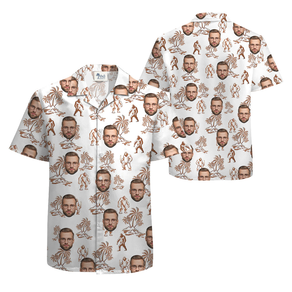 Custom Face Bigfoot Print Button Up Shirt