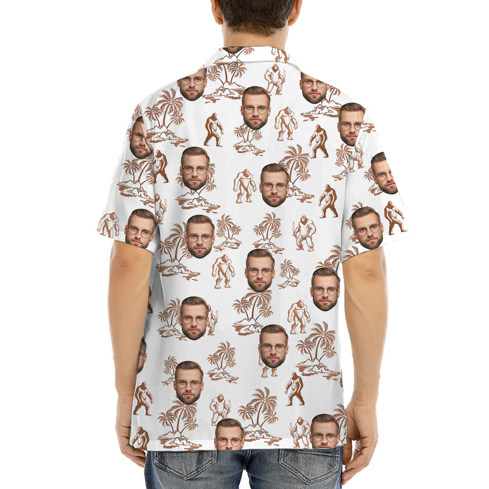 Custom Face Bigfoot Print Button Up Shirt