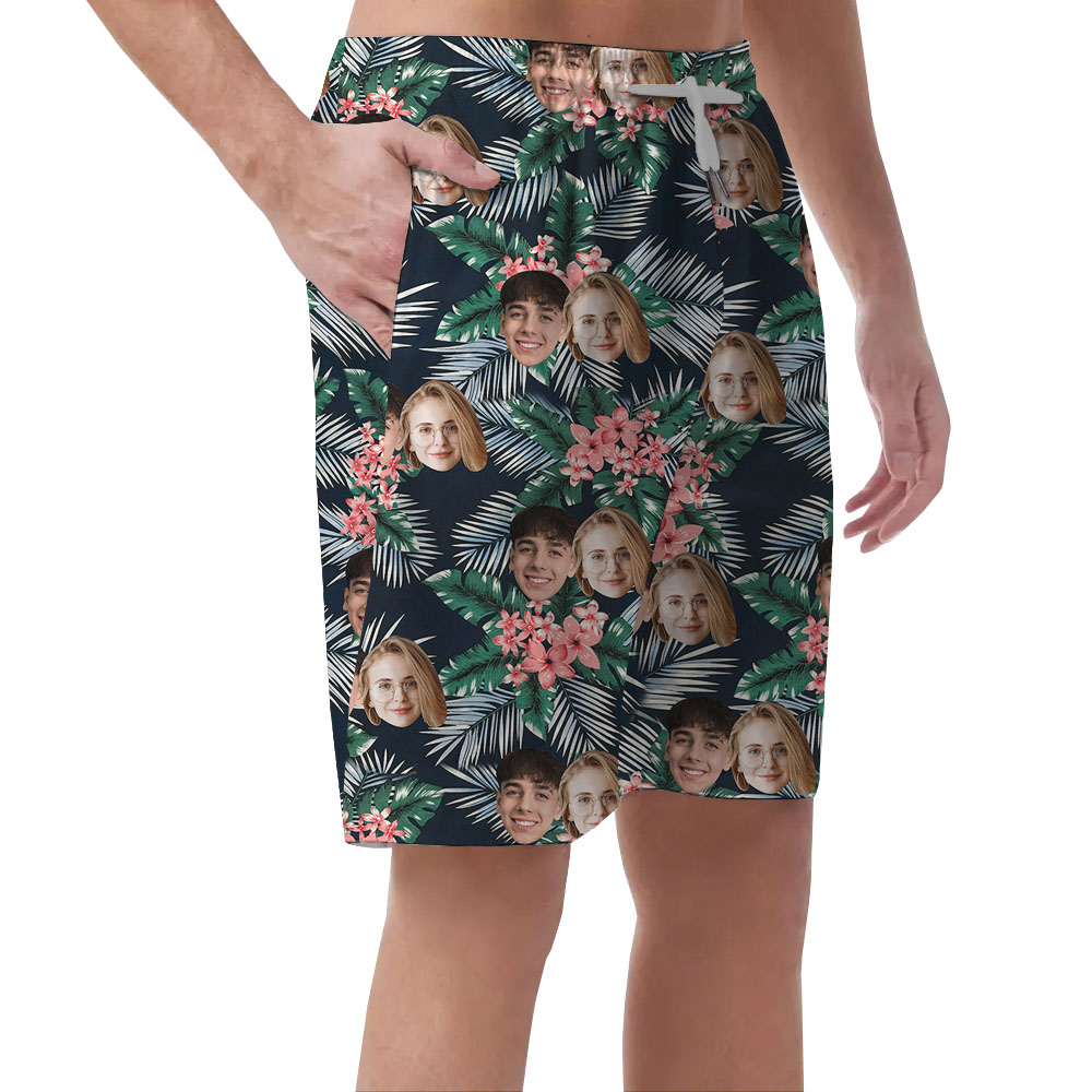 Custom Face Floral Print Mens Short With Faces