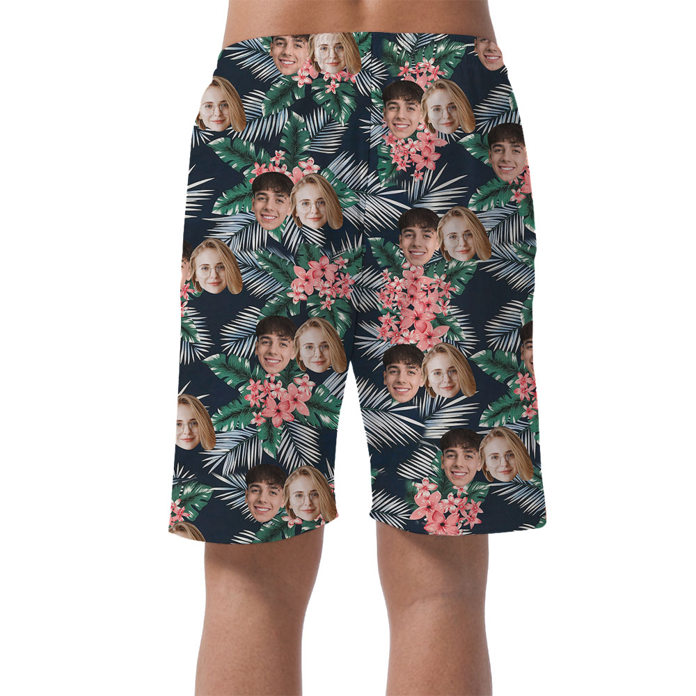 Custom Face Floral Print Mens Short With Faces