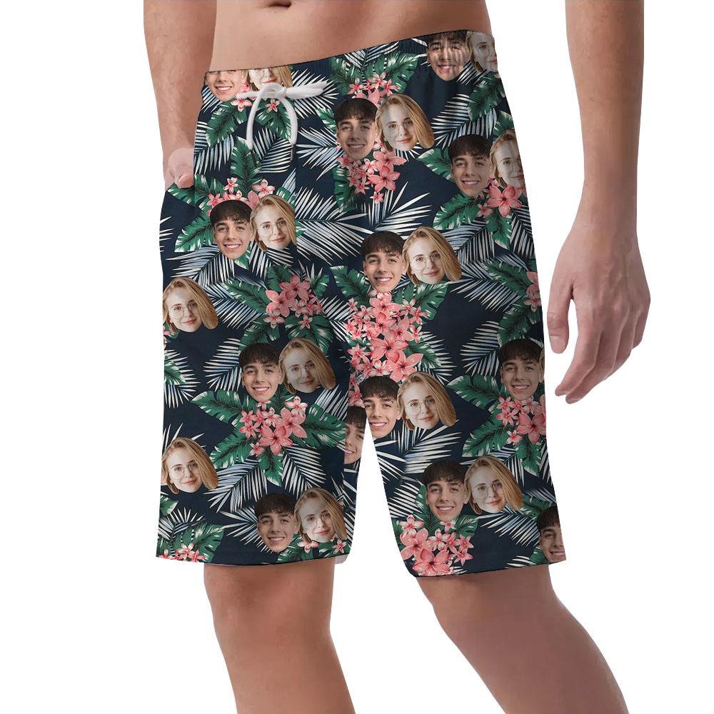Custom Face Floral Print Mens Short With Faces