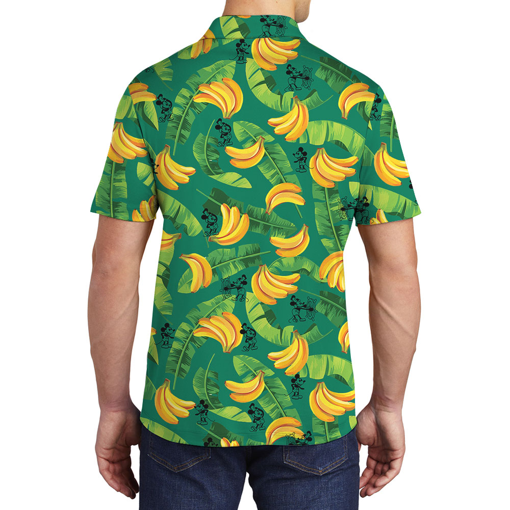 Cute Mickey Steamboat Willie Tropical Banana Hawaiian Polo Shirt