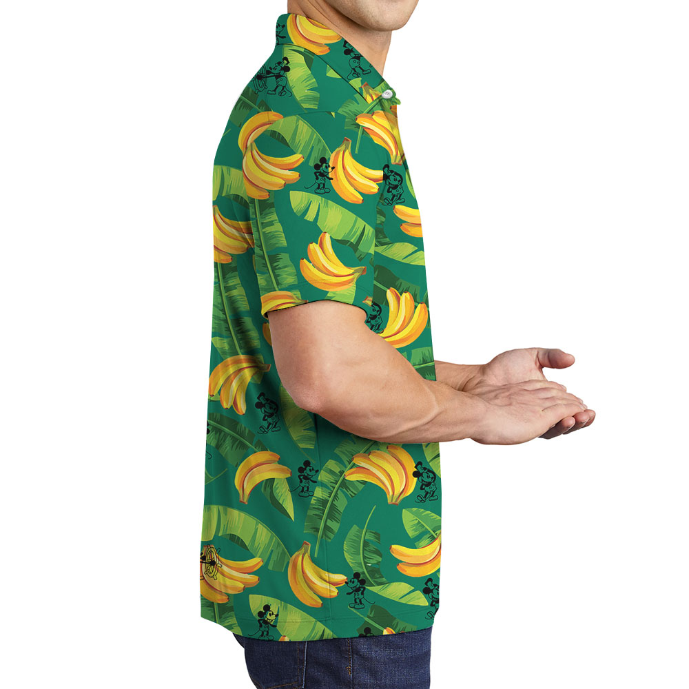 Cute Mickey Steamboat Willie Tropical Banana Hawaiian Polo Shirt