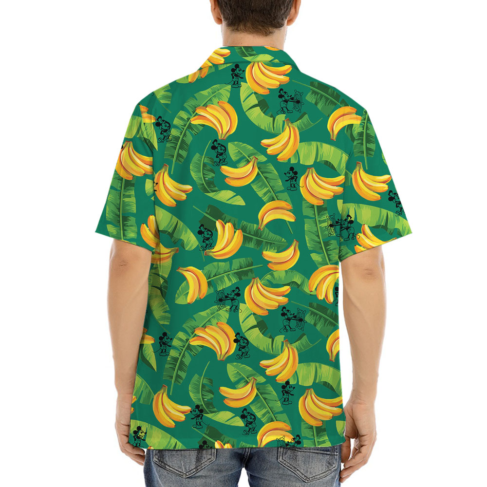 Tropical Banana Steamboat Willie Mickey Green Hawaiian Shirt