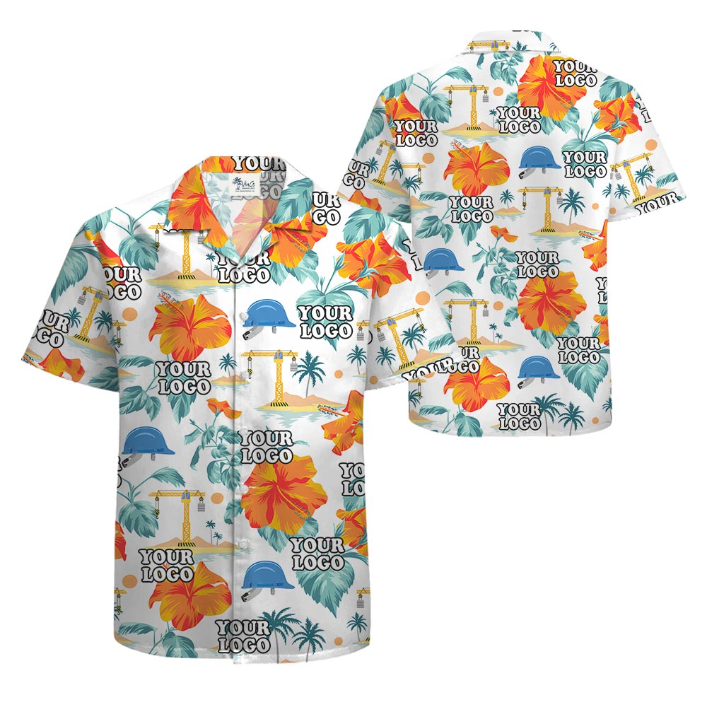Custom Logo Construction Theme Hawaiian Shirt