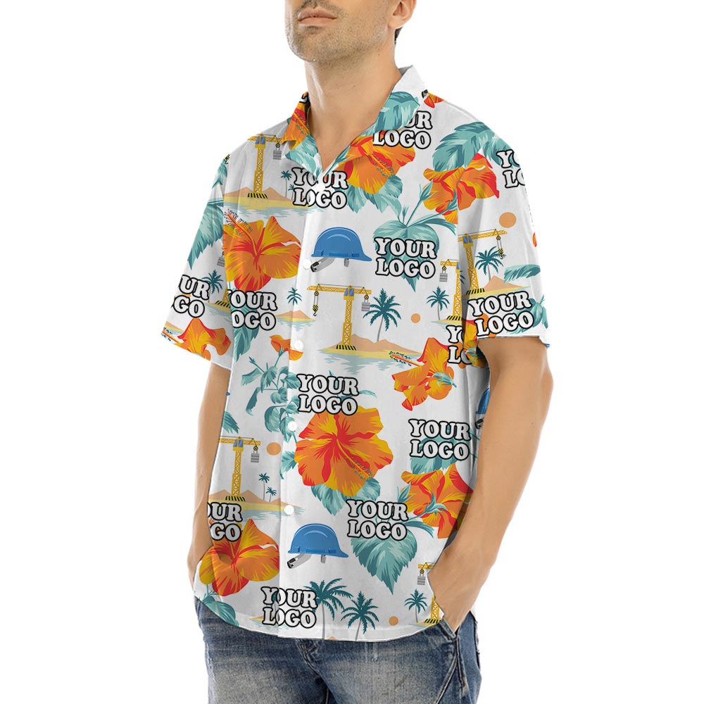 Custom Logo Construction Theme Hawaiian Shirt