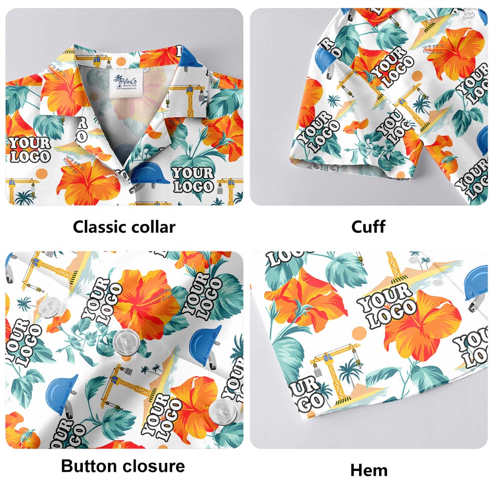 Custom Logo Construction Theme Hawaiian Shirt