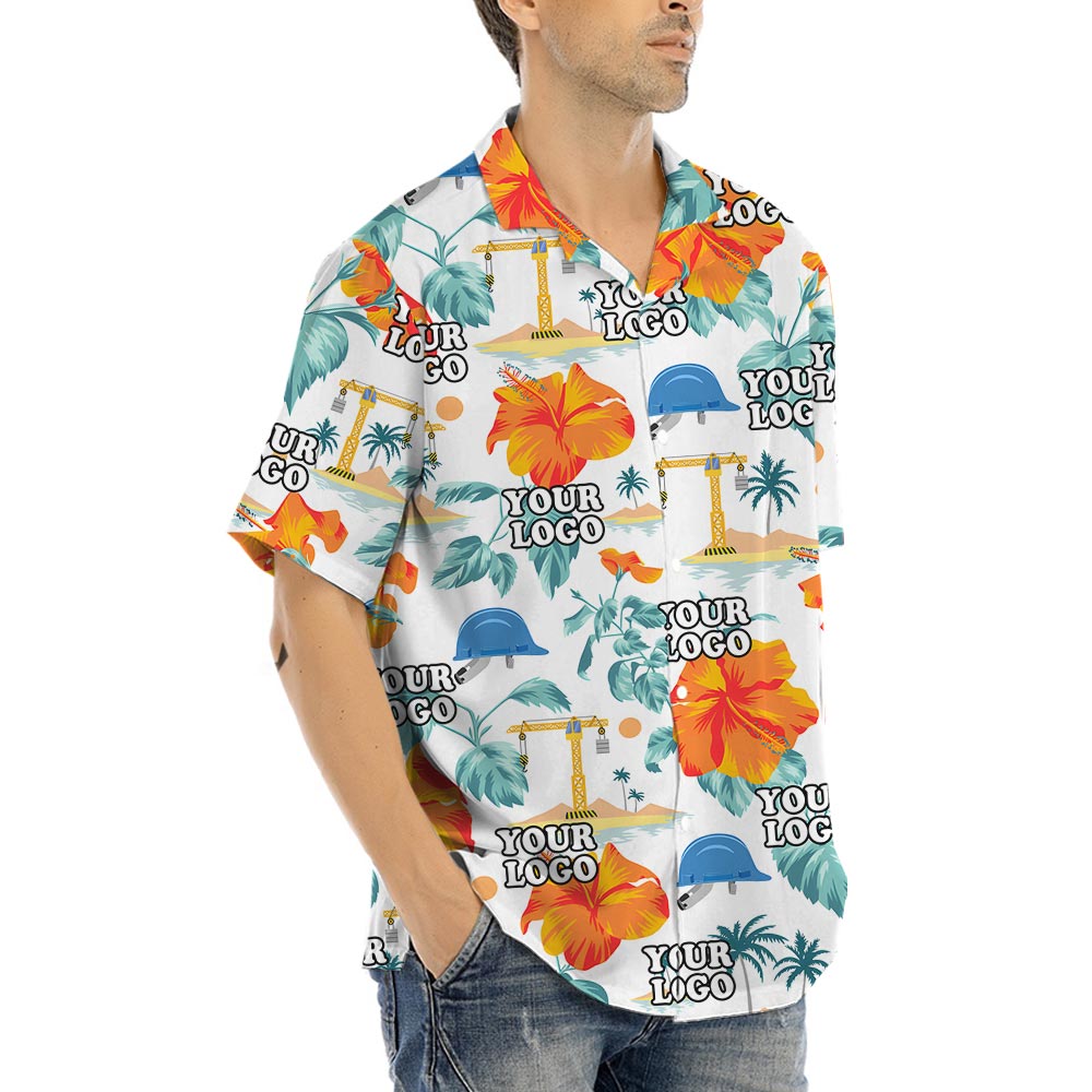 Custom Logo Construction Theme Hawaiian Shirt