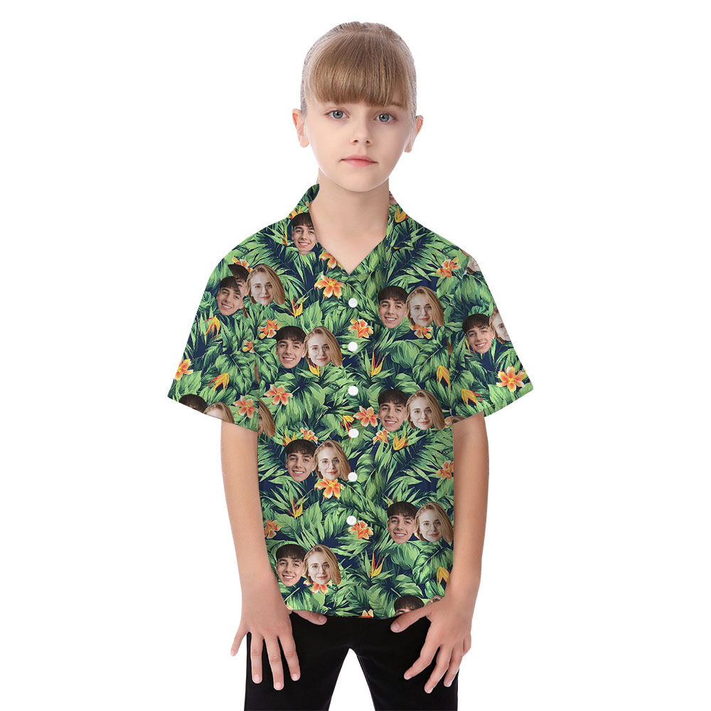 Custom Face or Logo Matching Family And Dog Hawaiian Shirt