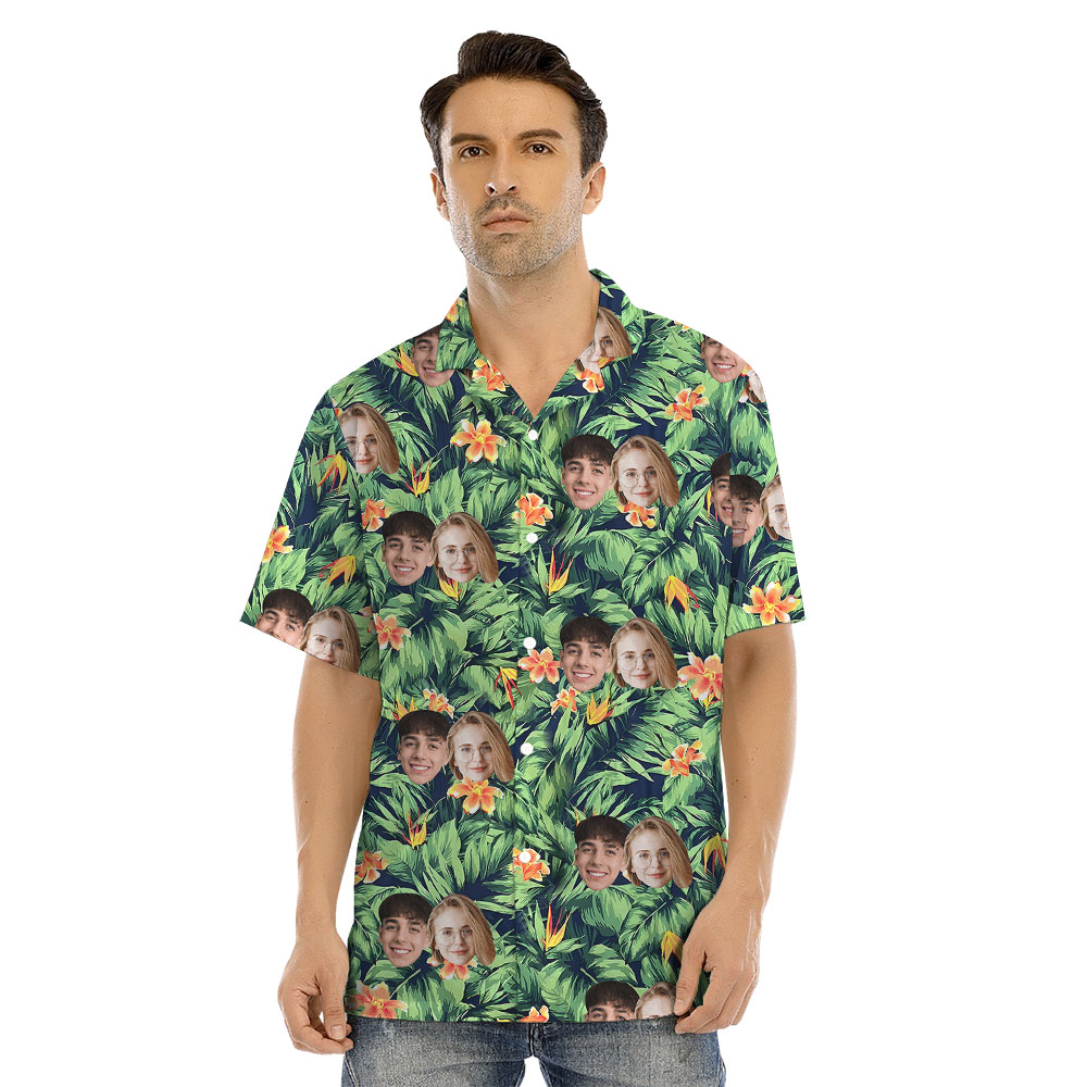 Custom Face or Logo Matching Family And Dog Hawaiian Shirt