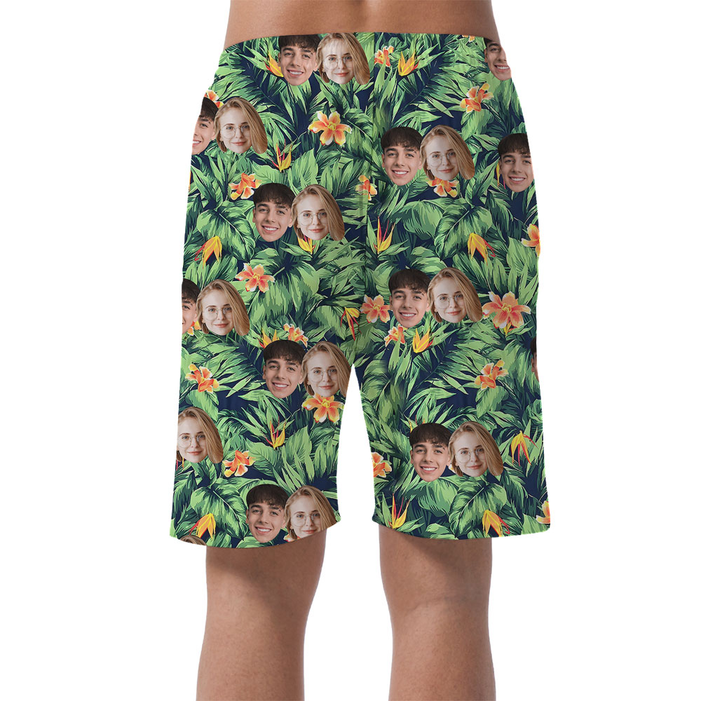 Upload Photos On Men Beach Shorts Green