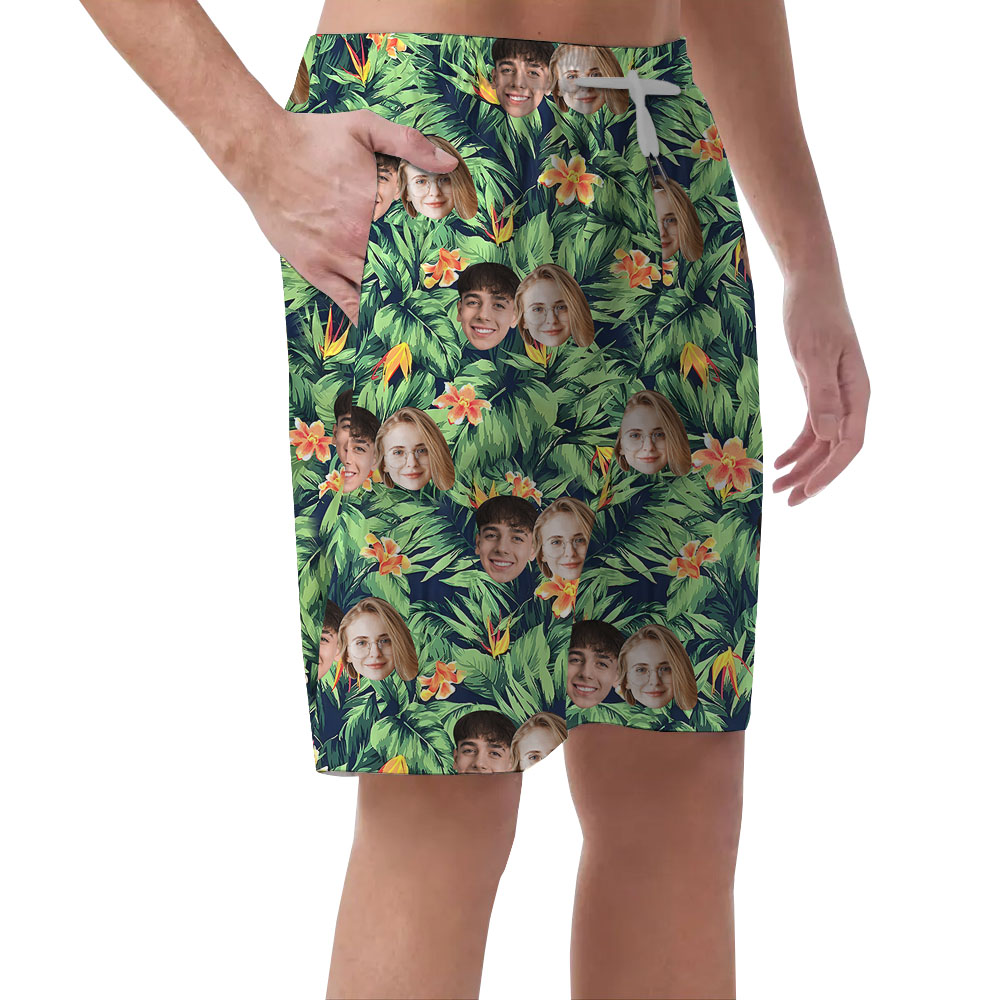 Upload Photos On Men Beach Shorts Green
