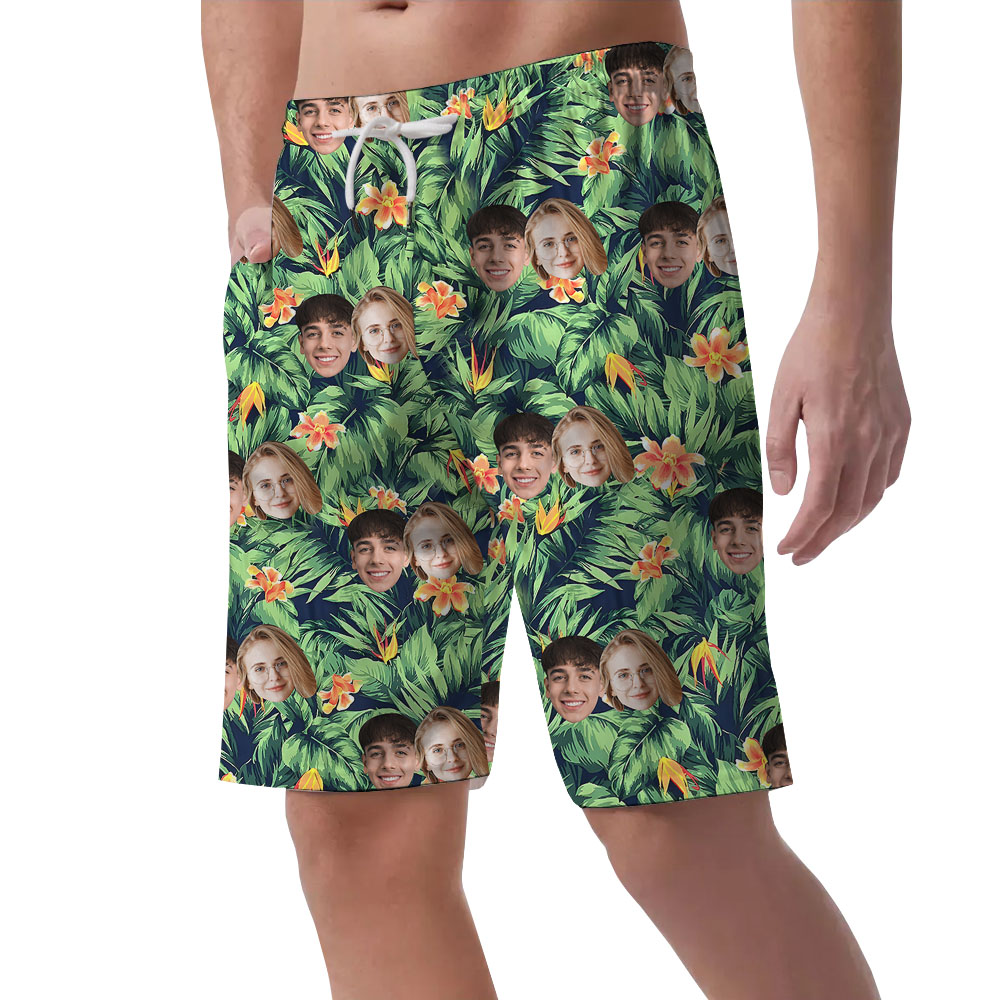 Upload Photos On Men Beach Shorts Green
