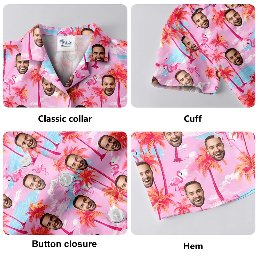 Custom Multiple Faces Pink Hawaiian Shirt For Men