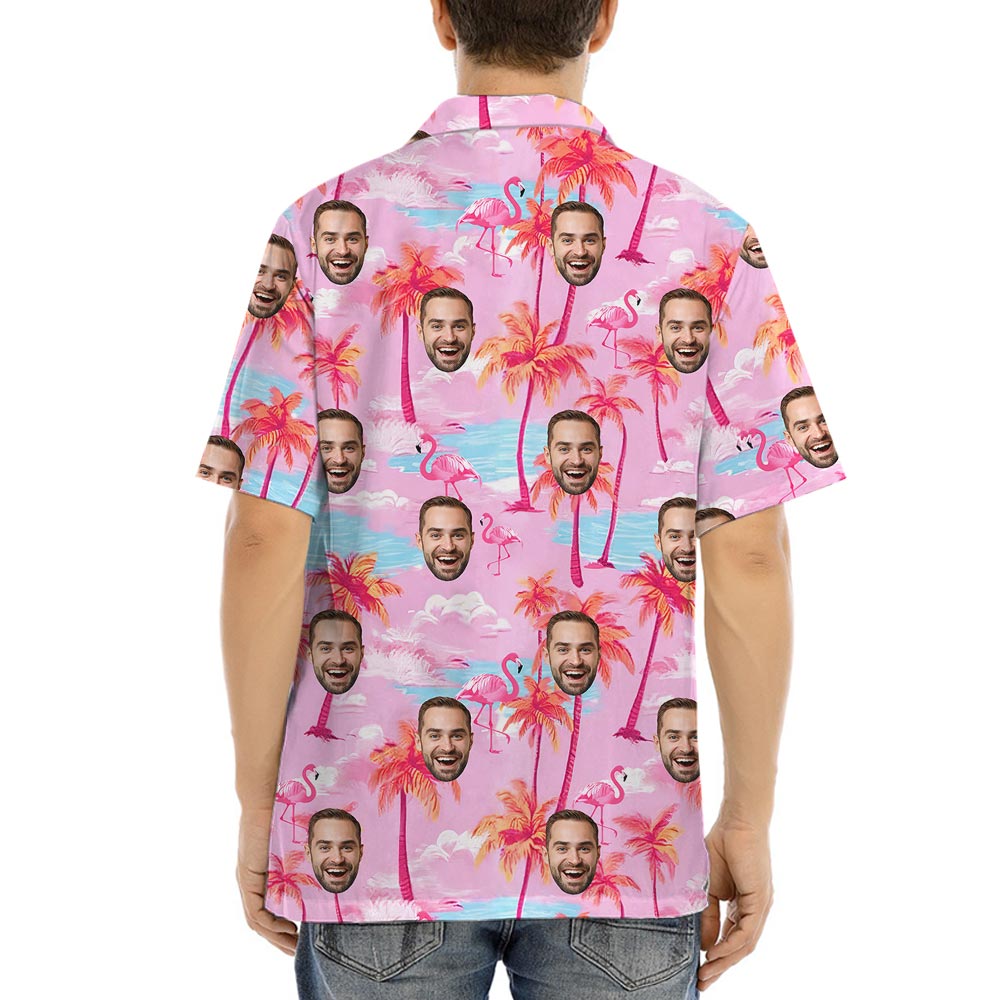 Custom Multiple Faces Pink Hawaiian Shirt For Men