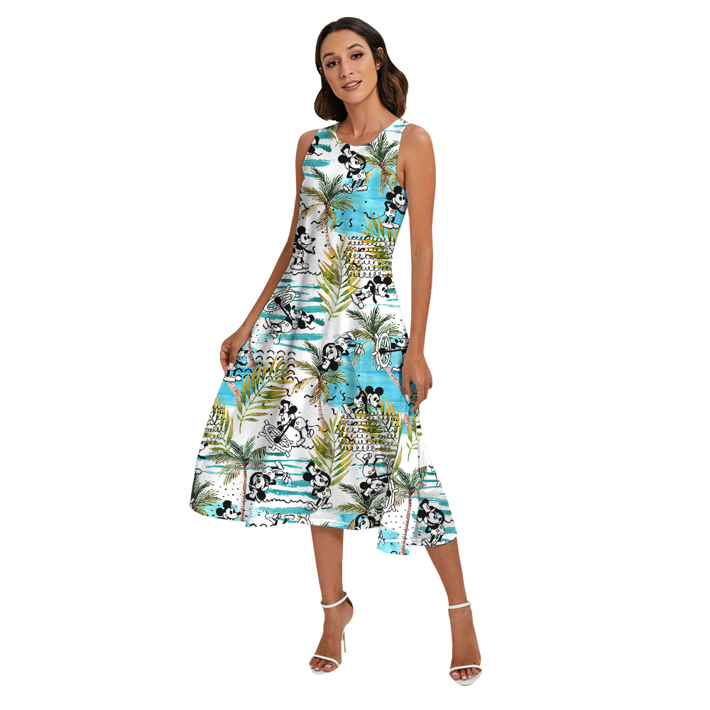 Tropical Palm Trees Mickey Steamboat Willie Matching Hawaiian Outfits