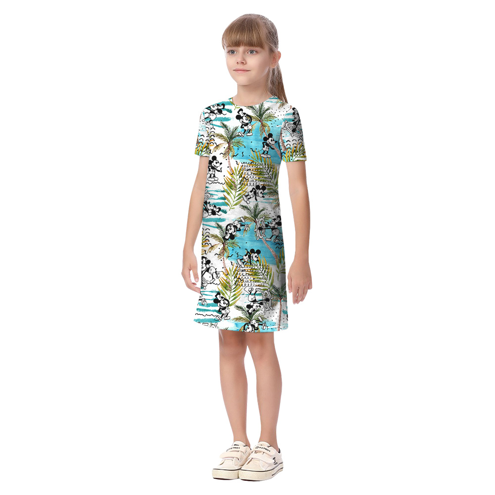 Tropical Palm Trees Mickey Steamboat Willie Matching Hawaiian Outfits