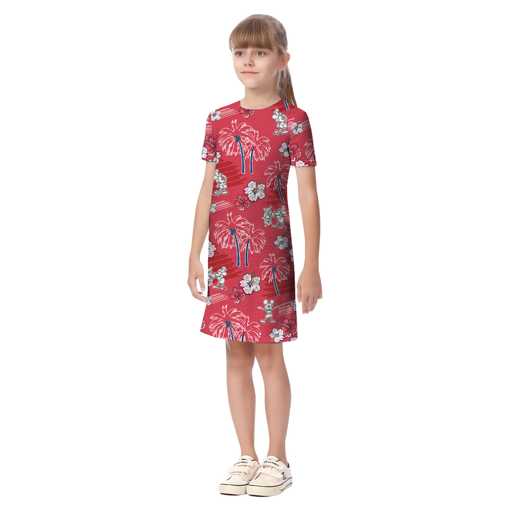Classic Palm Tree Hibiscus Steamboat Willie Mickey Red Matching Hawaiian Outfits For Family