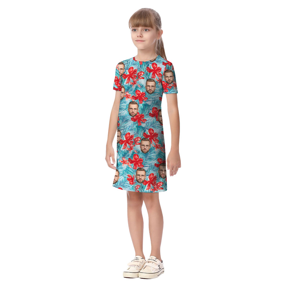 Custom Family Faces Matching Hawaiian Outfits Blue Print