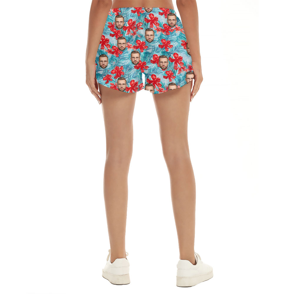 Custom Multiple Photos Red And Blue Women's Shorts