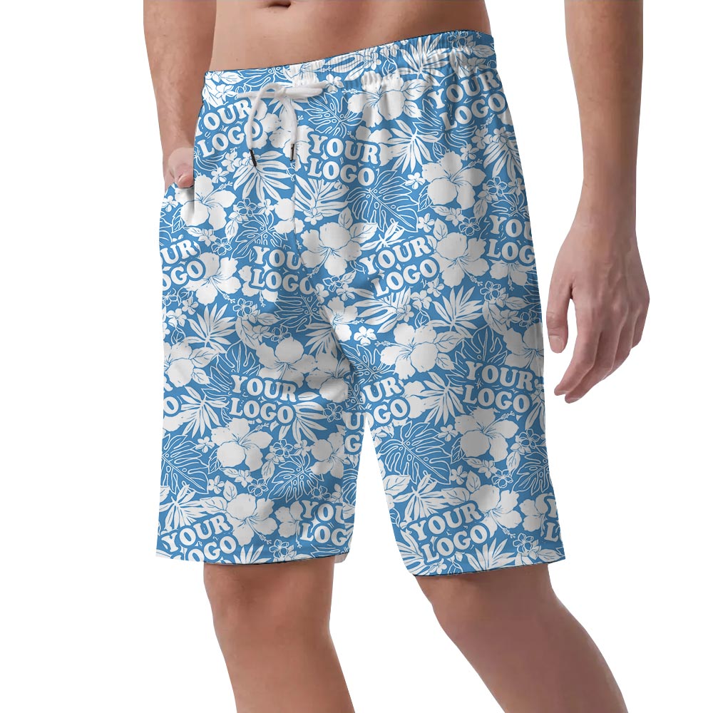 Tropical Blue Summer Shorts For Men Custom Team Logo