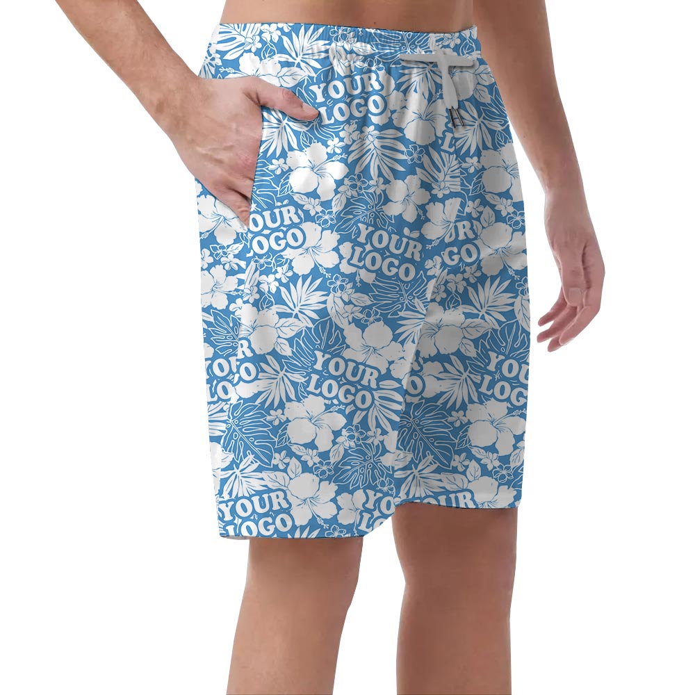 Tropical Blue Summer Shorts For Men Custom Team Logo