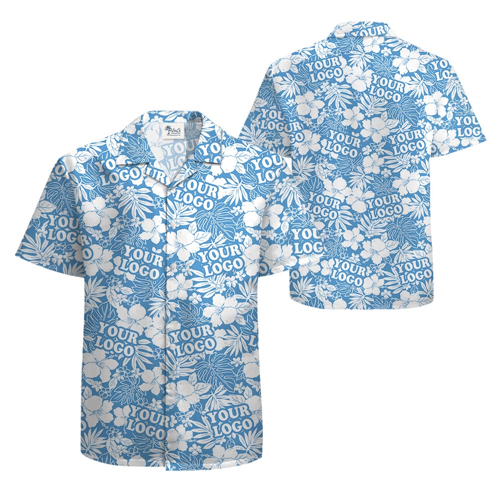 Blue Matching Hawaiian Shirt For Team With Custom Logo