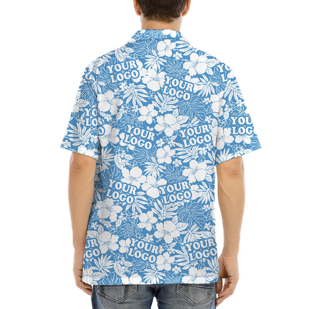 Blue Matching Hawaiian Shirt For Team With Custom Logo