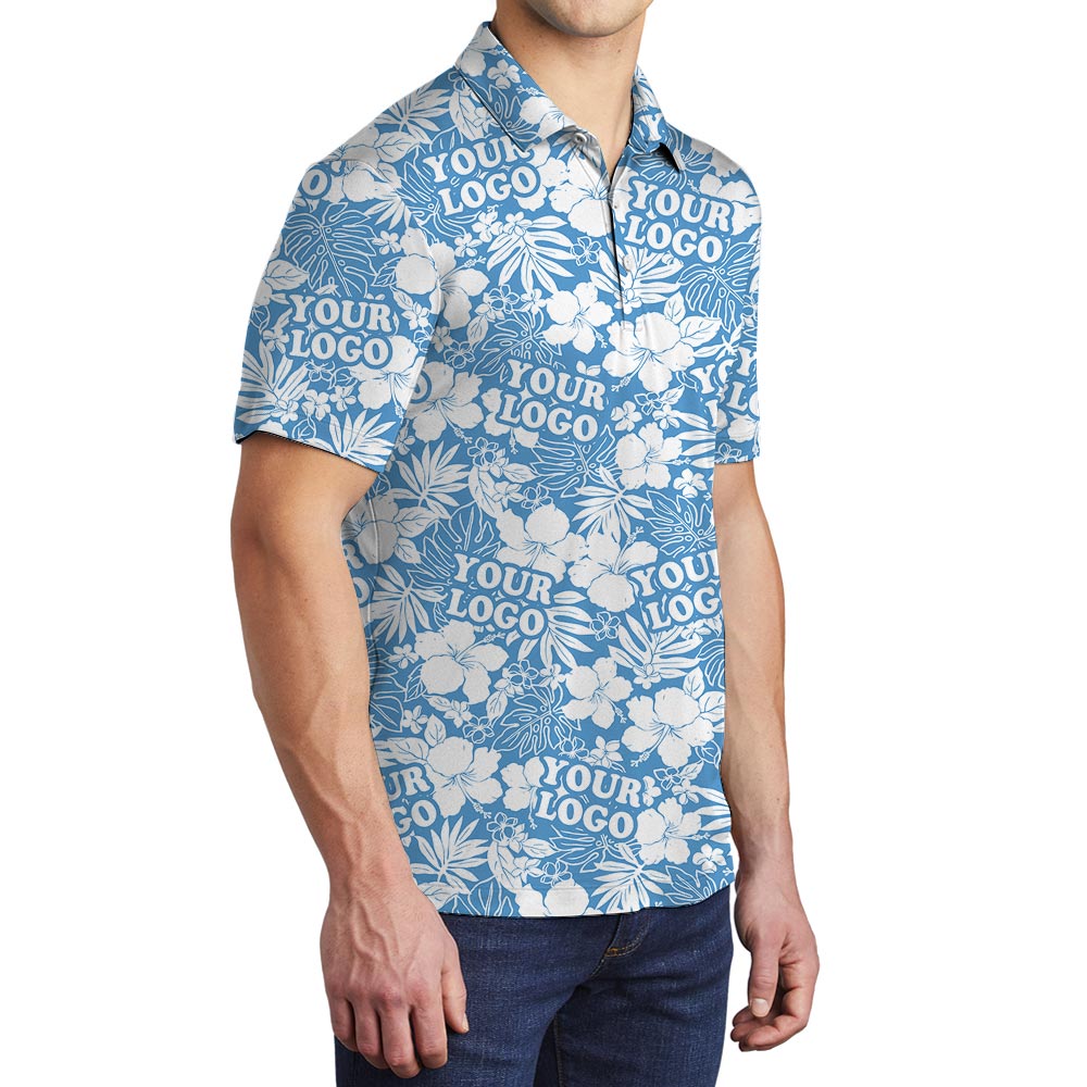 Blue Custom Men's Polo Golf Shirt With Logo