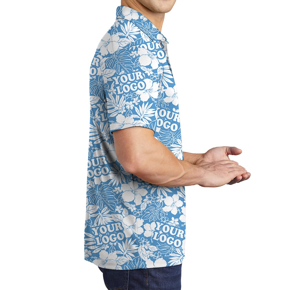 Blue Custom Men's Polo Golf Shirt With Logo
