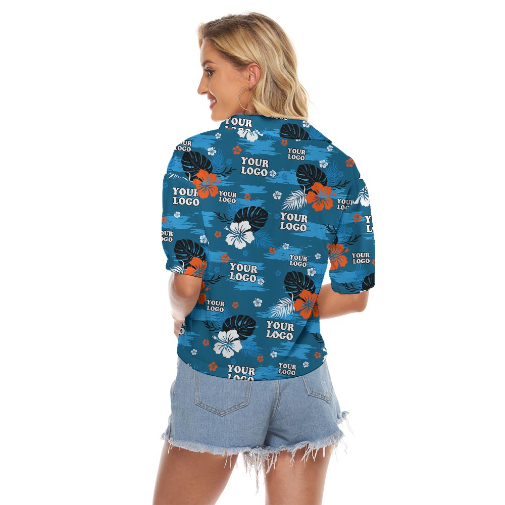 Custom Blue Island Hawaiian Crop Top For Women
