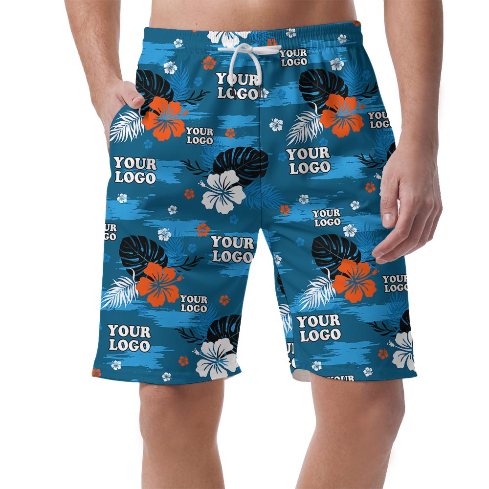 Custom Company Logo Men's Blue Beach Shorts - variant image 1