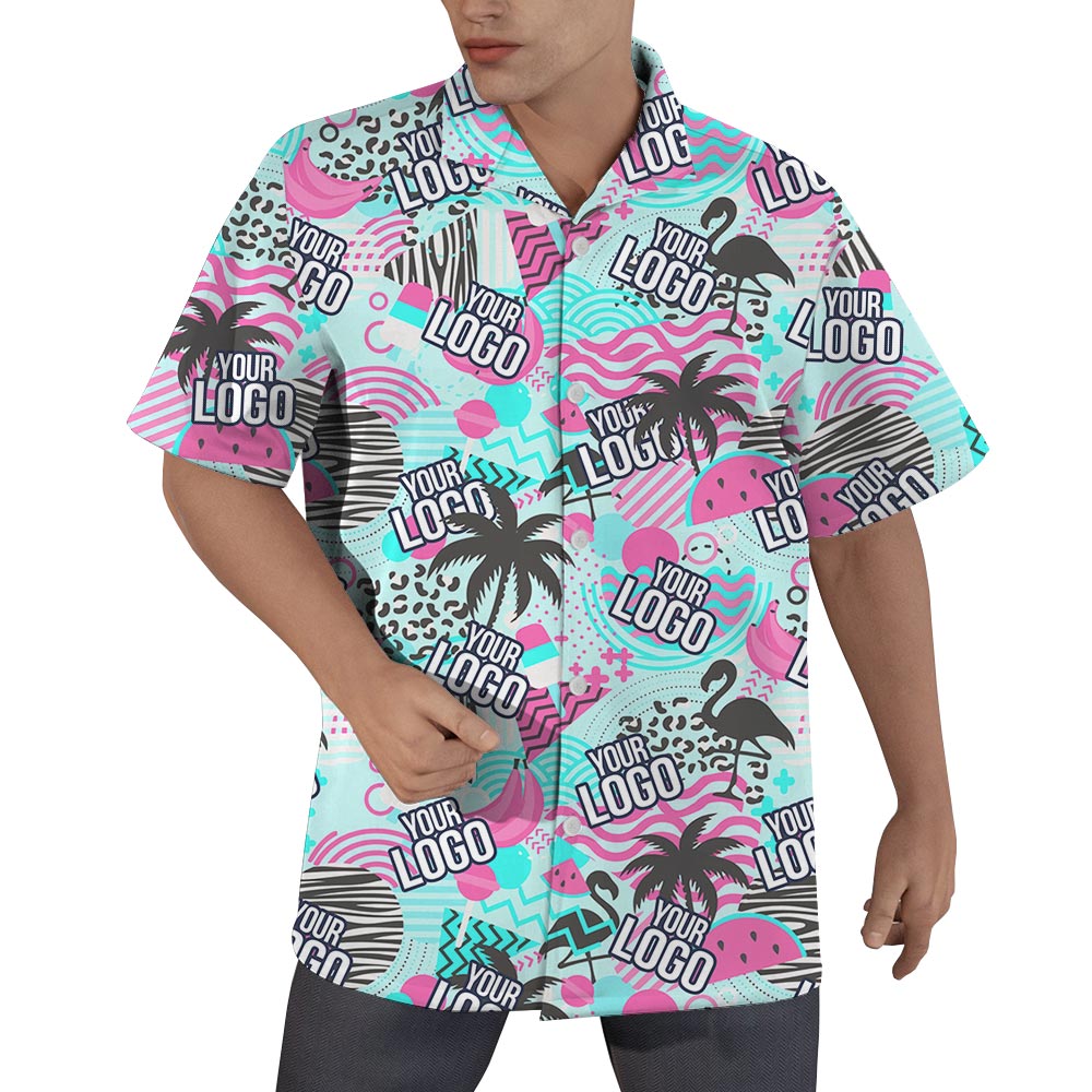 Personalized Logo Men's Hawaiian Shirt Short Sleeved