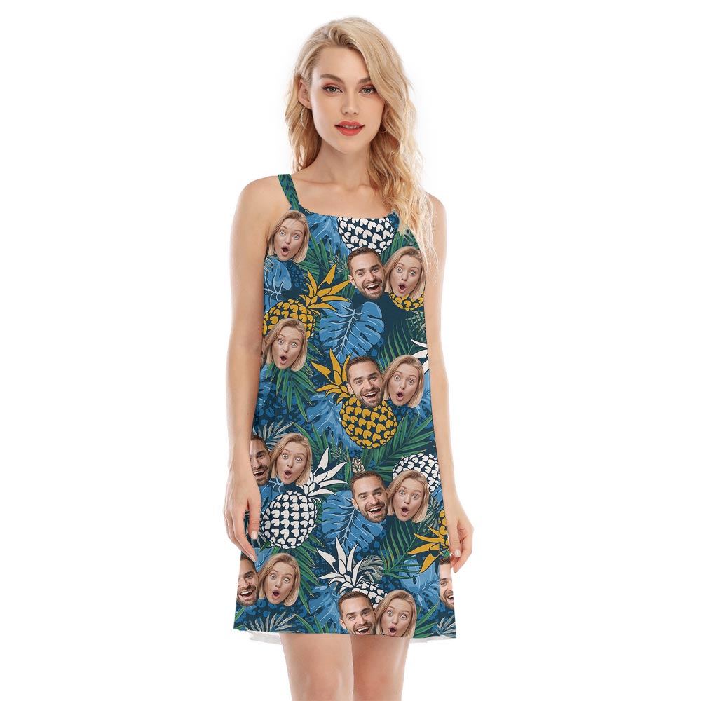 Custom Women's Tropical Dress With Pineapple And Faces - variant image 1