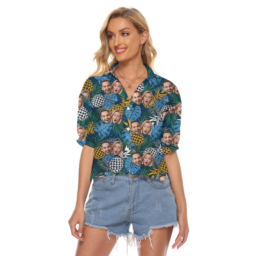 Custom Faces Pineapple Tropical Women's Crop Top - variant image 1