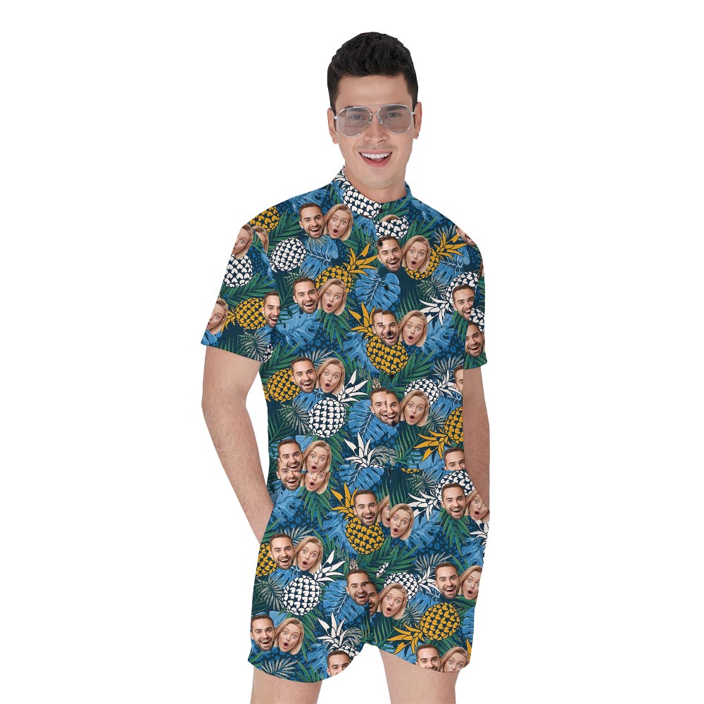 Tropical Pineapple Romper For Men With Custom Photos - variant image 1