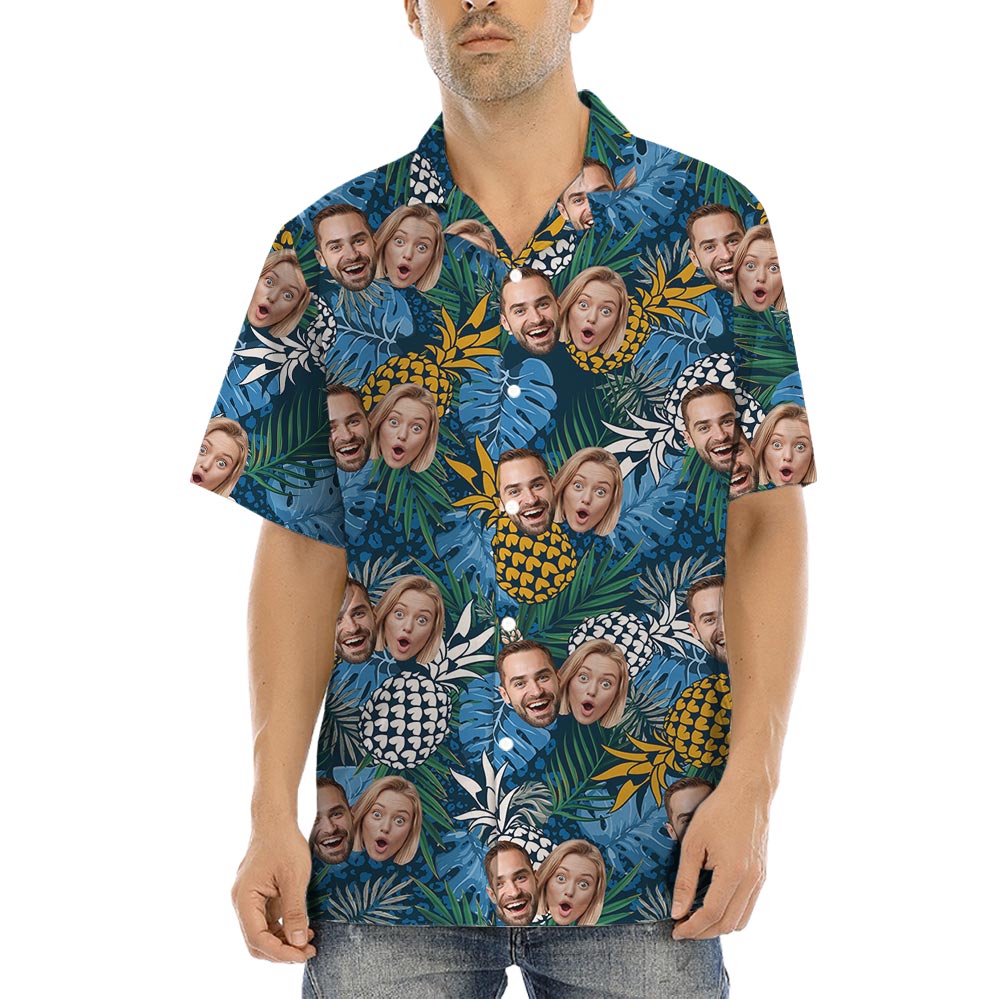 Blue Custom Pineapple Tropical Men's Shirt With 2 Faces - variant image 1