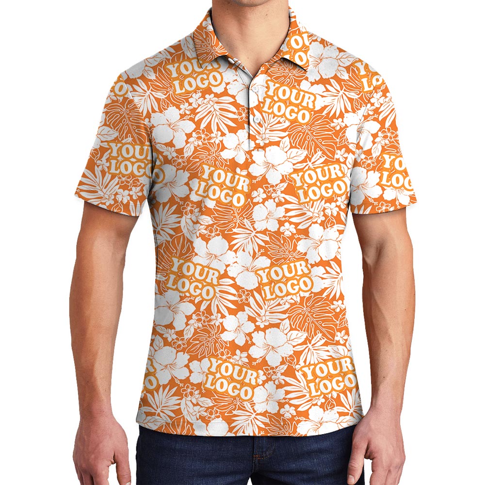 Custom Logo Orange Team Tropical Polo Shirt For Men - variant image 1