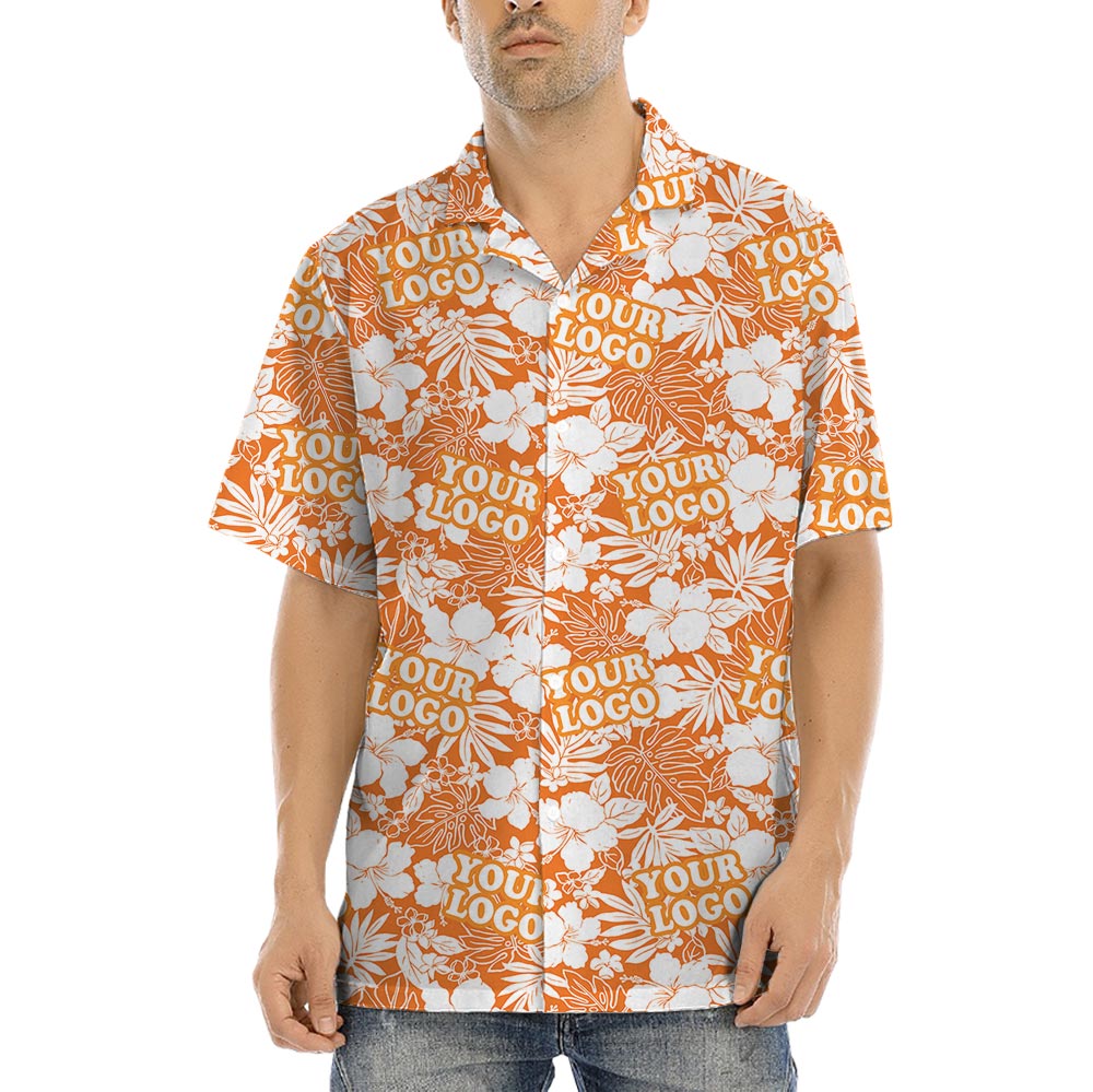Orange Team Hawaiian Shirt With Custom Logo - variant image 1