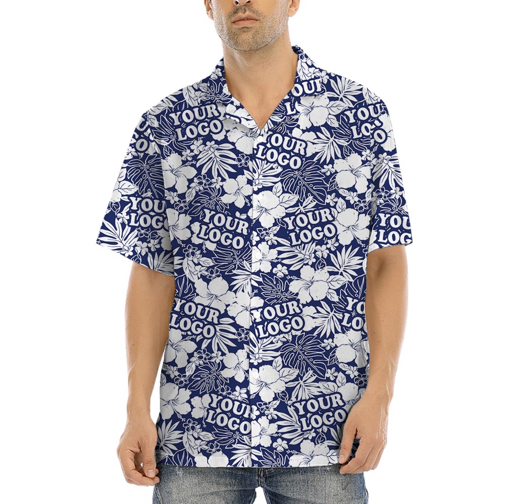 Custom Logo Navy Hawaiian Shirts For Men - variant image 1