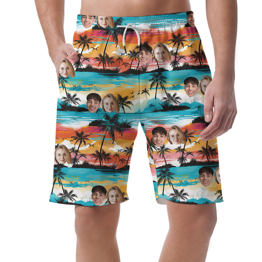 Custom Face Sunset Beach Shorts With 1-4 Faces - variant image 1